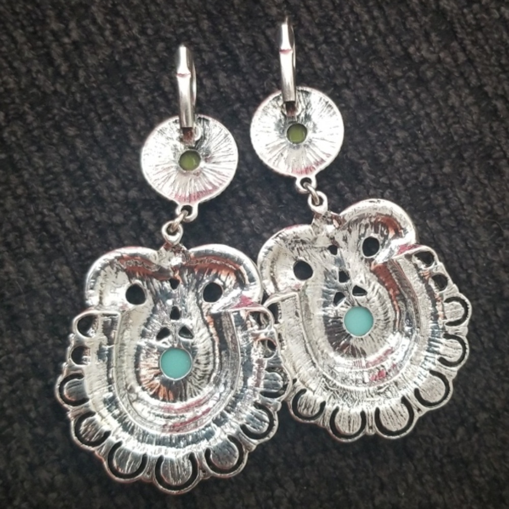 Vintage Enamel Beads  statment Earrings - Picture 6 of 8